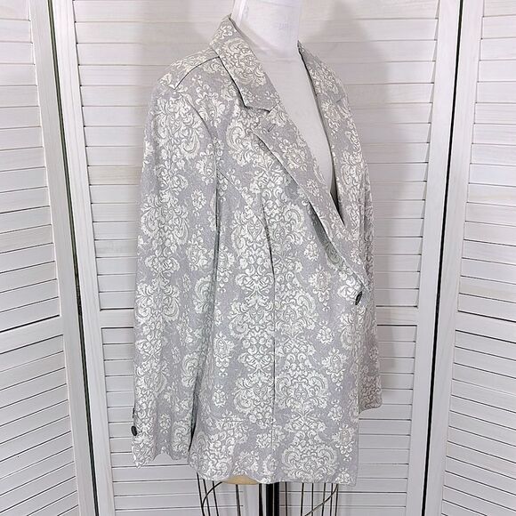 LOGO By Lori Goldstein Peplum Blazer 3X Jacket Gray Ponte - Picture 7 of 14
